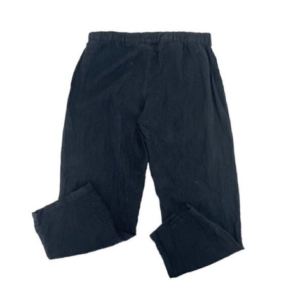 Jarbo 100% Linen High Waist Tapered Leg Pants Lagenlook Black size Large - Picture 1 of 4